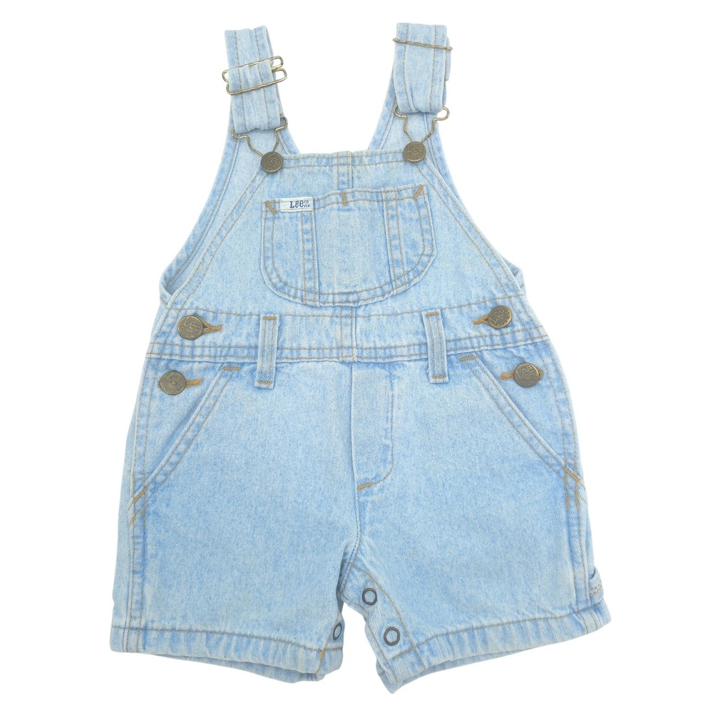 Vintage Lee Light Wash Denim Shortalls Overalls Kids 12 MO